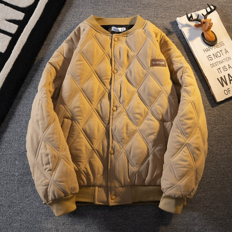 Winter Men's Retro Diamond Lattice Cotton Jacket