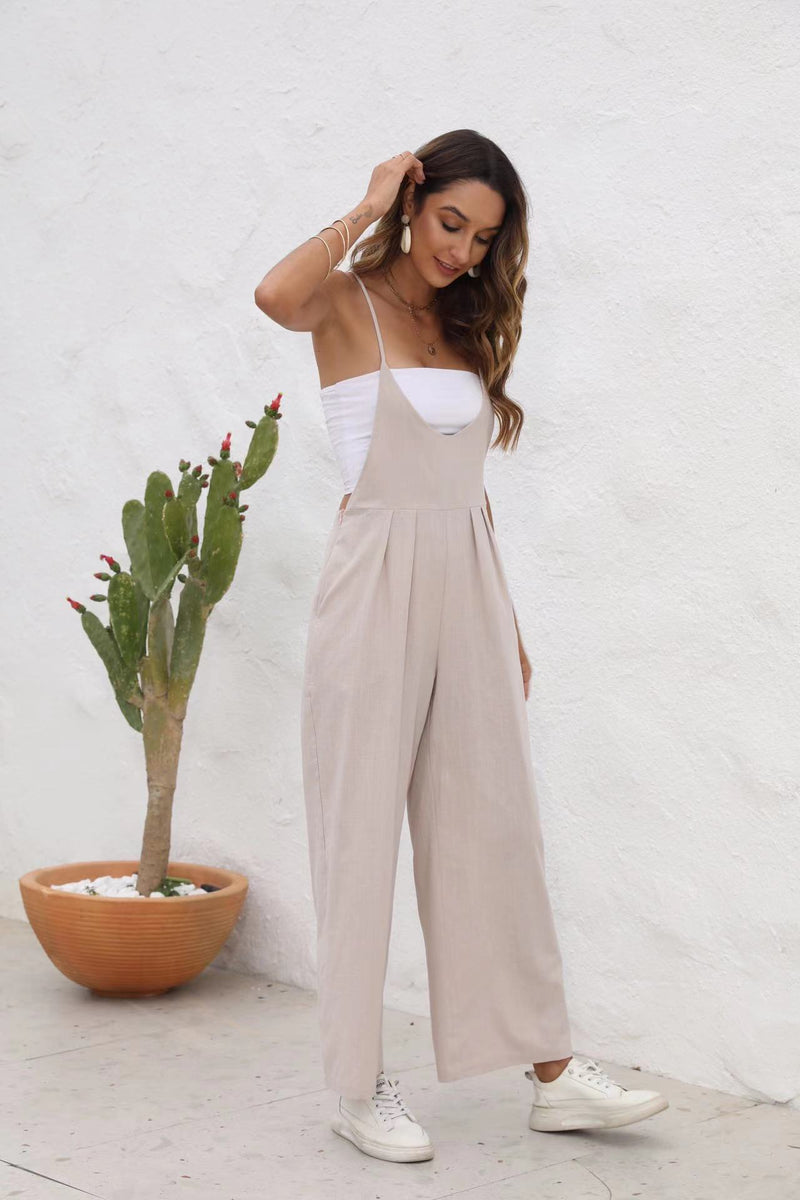 Women's Solid Color Casual Jumpsuit