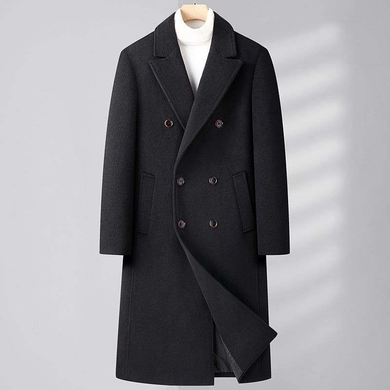 Woolen Double Breasted Long Coat